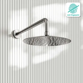Suir Brushed Nickel Shower Head 250mm with Wall Mounted Arm