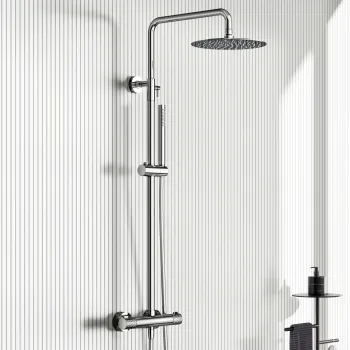 Suir Premium Chrome Round Thermostatic Shower Set with Knurled Detailing