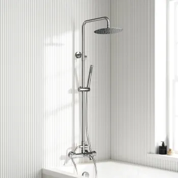 Suir Premium Round Chrome Thermostatic Bath Filler Shower Set with Knurled Detailing