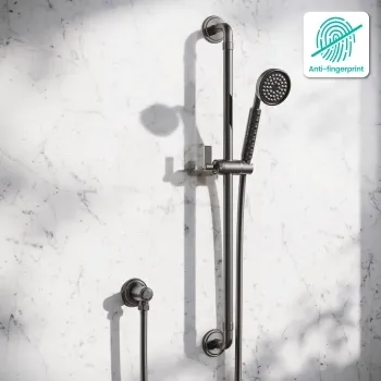 Corrib Brushed Gunmetal Round Shower and Sliding Riser Set