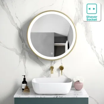 Mollie Matt Brass Round Illuminated LED Mirror Cabinet 600mm