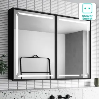 Mia Black Framed Illuminated LED Mirror Cabinet 710x1000mm