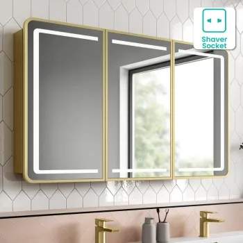 Olivia Matt Brass Illuminated LED Mirror Cabinet 710x1200mm