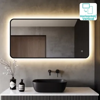 Mila Black Framed Backlit llluminated LED Mirror 600x1200mm