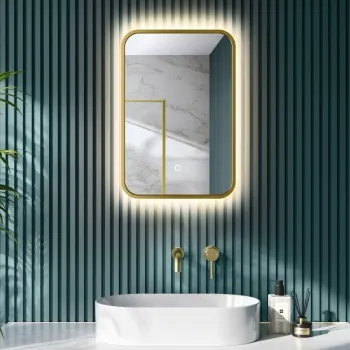 Mila Brushed Brass Backlit llluminated LED Mirror 600x400mm