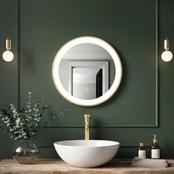 Delilah Brushed Brass Round Illuminated LED Mirror 500mm 