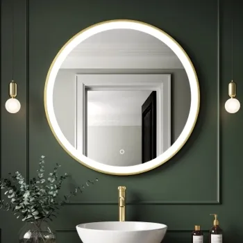 Delilah Brushed Brass Round Illuminated LED Mirror 800mm 