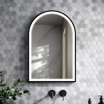 Maya Black Framed Arched Illuminated LED Mirror 750x500mm
