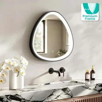 Libby Matt Black Illuminated LED Mirror 608x615mm