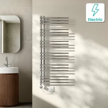 Cannes Electric Chrome Designer Heated Towel Rail 1200x500mm