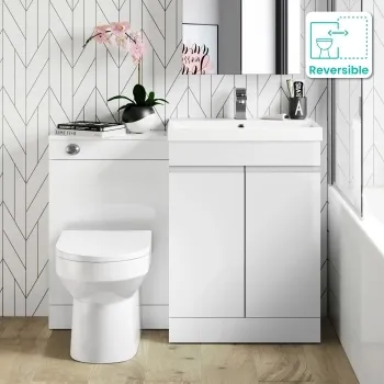 Trent Gloss White Combination Vanity Basin and Miami Toilet 1100mm