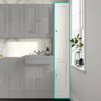 Monaco Cotton White Floor Standing Tall Cabinet Unit 300mm