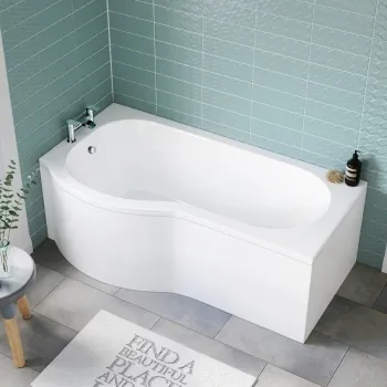P Shaped 1600 Shower Bath - Left Handed