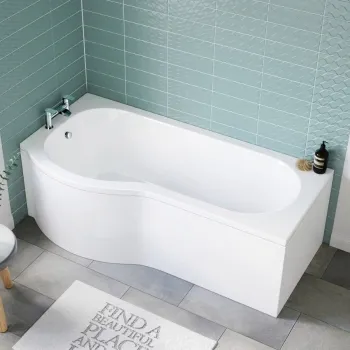 P Shaped 1700 Shower Bath - Left Handed