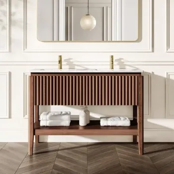 Maru Walnut Carrara Marble Vanity Unit & Undermount Basin 1200mm