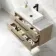 Elba Dawn Oak Wall Hung Drawer Vanity with Marble Top & Cody Basin 1000mm - Black Accents
