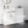100% Waterproof - Harper Gloss White PVC Basin Vanity and Back To Wall Toilet Unit 1200mm (Excludes Toilet) - Brushed Brass Accents