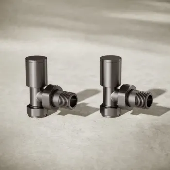 Brushed Gunmetal Angled Manual Radiator Valves (Pair) Standard 15mm