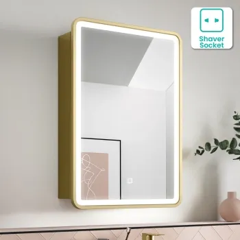 Olivia Matt Brass Illuminated LED Mirror Cabinet 710x500mm