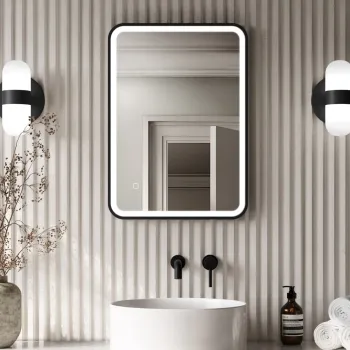 Mila Black Framed Illuminated LED Mirror 700x500mm