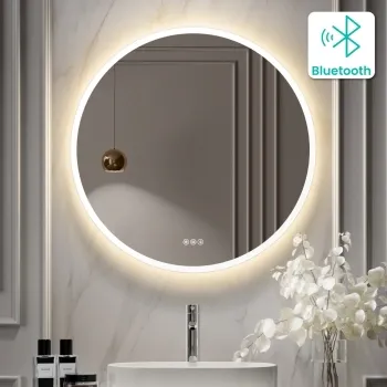 Grace Round Illuminated LED Mirror With BLUETOOTH Speaker 800mm