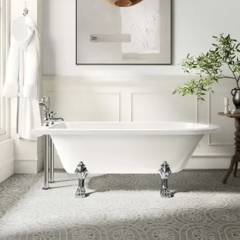 Abingdon 1700mm Single Ended Roll Top Bath - Chrome Feet