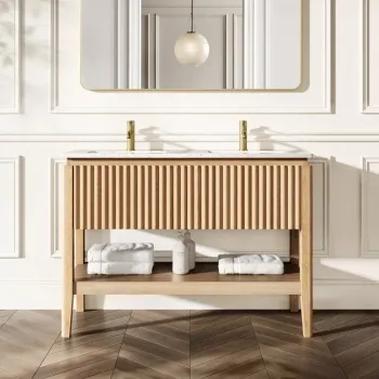 Maru Oak Carrara Marble Vanity Unit & Undermount Basin 1200mm