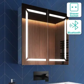 Haisley Illuminated LED Mirror Cabinet With BLUETOOTH Speaker 600x600mm