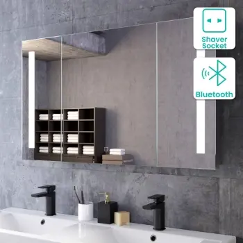 Emielia Illuminated LED Mirror Cabinet With BLUETOOTH Speaker 600x1000mm