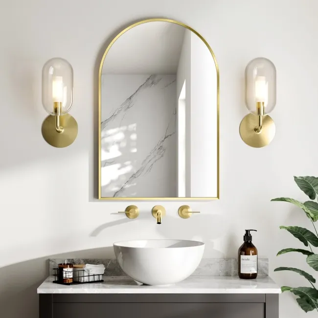 Rory Brushed Brass Arched Mirror 750x500mm