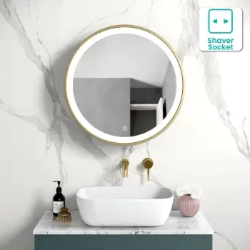 Mollie Matt Brass Round Illuminated LED Mirror Cabinet 600mm