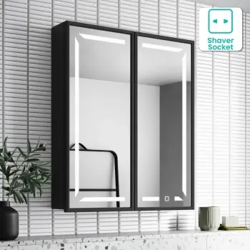 Mia Black Framed Illuminated LED Mirror Cabinet 710x600mm