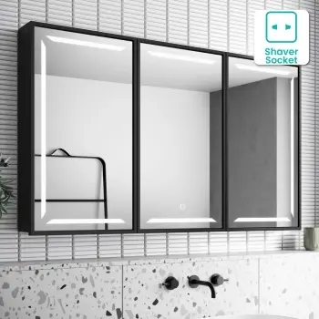 Mia Black Framed Illuminated LED Mirror Cabinet 710x1200mm
