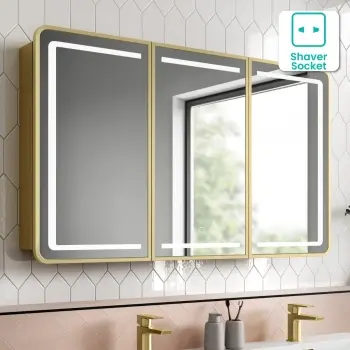 Olivia Matt Brass Illuminated LED Mirror Cabinet 710x1200mm