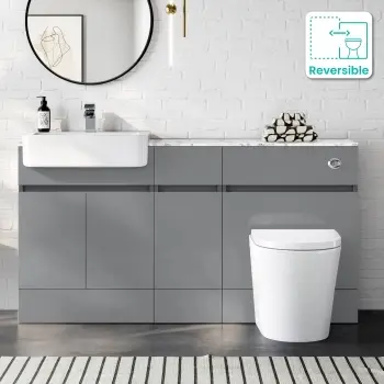 Foster Stone Grey Combination Vanity Basin with Marble Top & Boston Toilet 1500mm