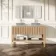 Maru Oak Wood Grain Vanity Cabinet 1400mm with Matt White Stone Top - Basin Not Included