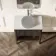 Maru Black Oak Wood Grain Vanity Cabinet 800mm with Matt White Stone Top - Basin Not Included