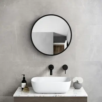 Mollie Black Framed Round Mirror Cabinet 500mm