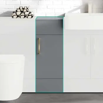 Harper Stone Grey Side Cabinet Unit 300mm - Brushed Brass Accents