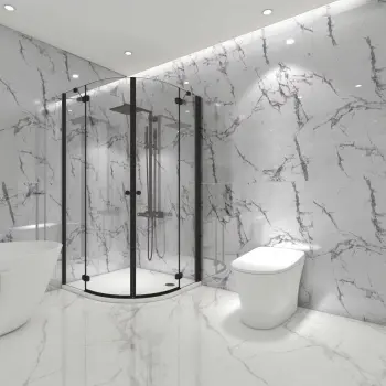 Trepanel Aqua Luxe® Calacatta Marble Effect Satin Embossed SPC Wall Panel 4 Pack (Covers 2.80 SQM)