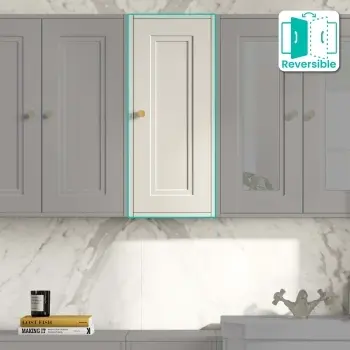 Chalk White Wall Hung Cabinet 700x300mm - Brushed Brass Accents
