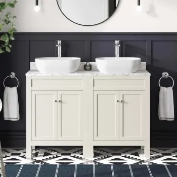 Bermuda Chalk White with Marble Top & Curved Counter Top Basin 1200mm
