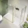 Munich Brushed Brass Framed 8mm Walk In Shower Enclosure 1400mm & 700mm Glass with Return Panel