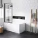 Stafford 1400x700 Round Shower Bath & 6mm Easy Clean Matt Black Framed Bath Screen