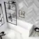 Hereford 1700x700 Square Shower Bath & 6mm Easy Clean Matt Black Grid Bath Screen