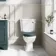 Hudson Traditional Close Coupled Toilet With Midnight Green Wooden Seat - Brushed Brass Lever