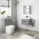 Avon Stone Grey Wall Hung Basin Drawer Vanity 600mm - Black Accents
