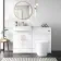 Harper Gloss White Vanity with Semi Recessed Basin 600mm - Brushed Brass Accents