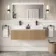 Malta Fluted Country Oak Double Wall Hung Drawer Vanity with Marble Top & Cody Basin 1200mm