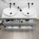 Trent Stone Grey Double Vanity Drawer with Marble Top & Oval Counter Top Basin 1200mm